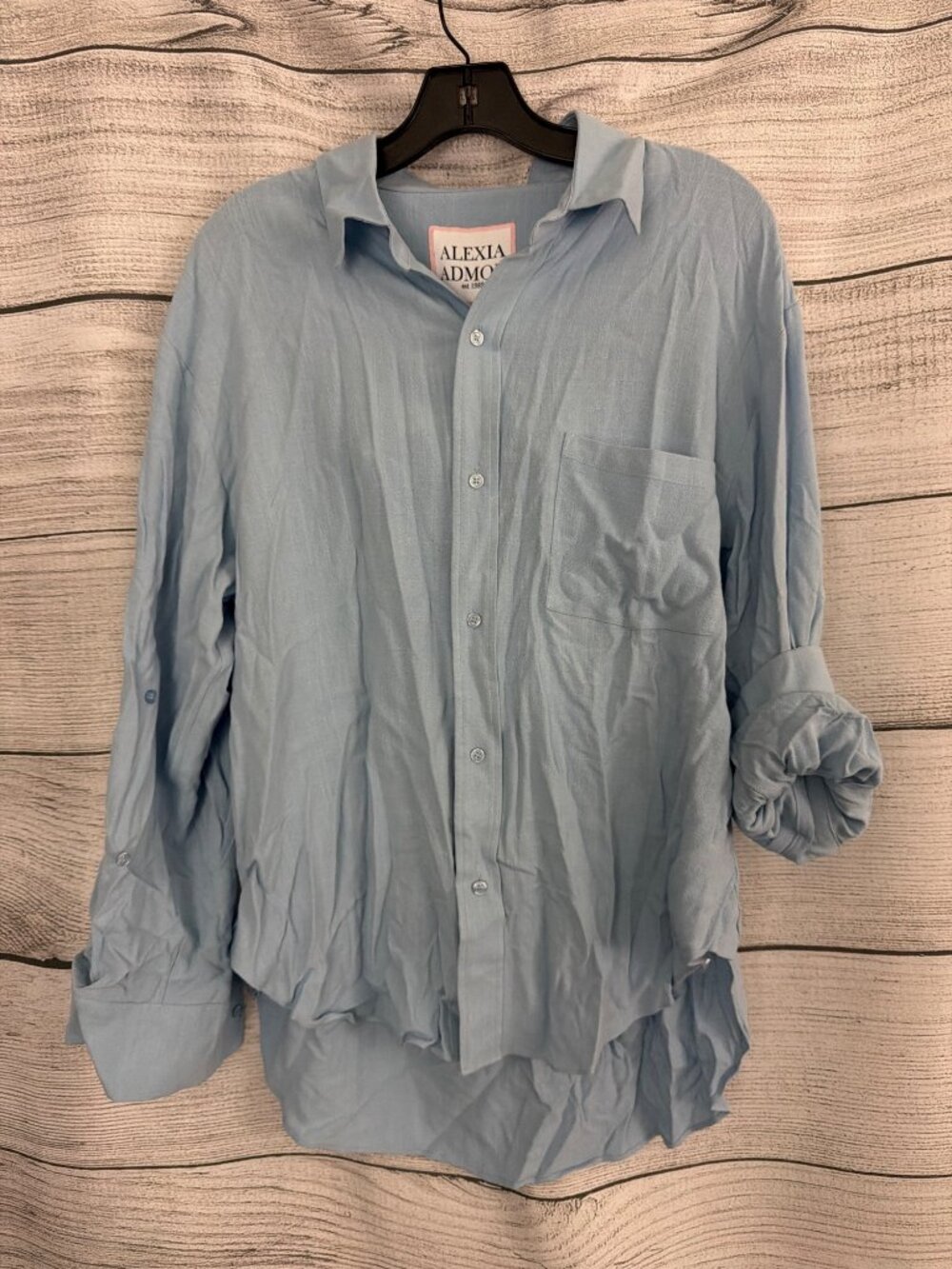 NWT Alexia Admor Amber Oversized Linen and Cotton Button-Up Shirt Size M